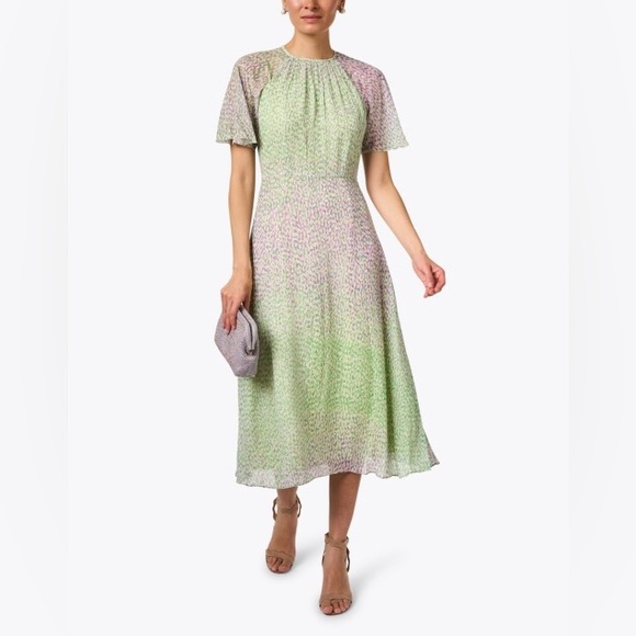 L.K. Bennett Elowen Lilac and Green Animal Print Midi Dress - Picture 6 of 16